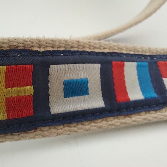 Ribbon Belt Mens Size XL Leather 41" Golf Sailing Casual Skippers Nautical Flag - Picture 7 of 9